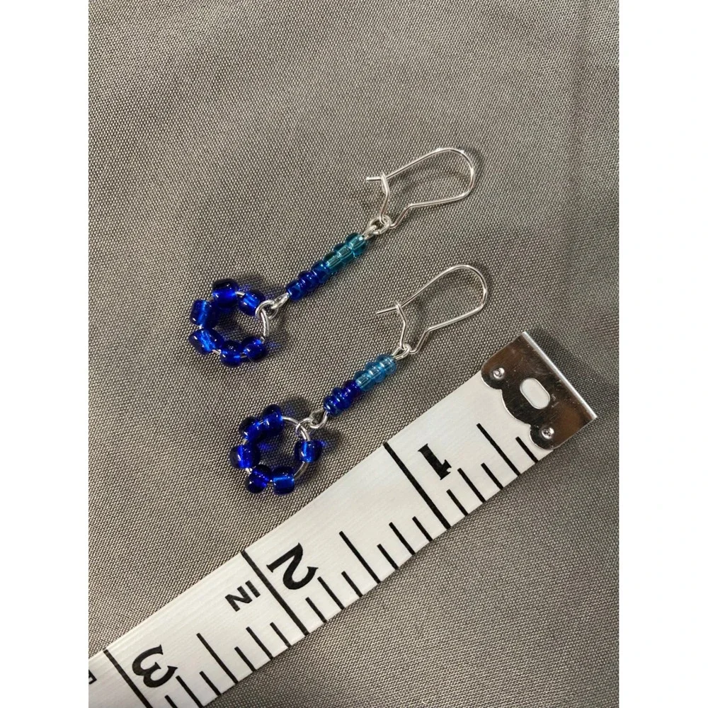 Handmade Women's Light and Dark Blue Long‎ Earrings
